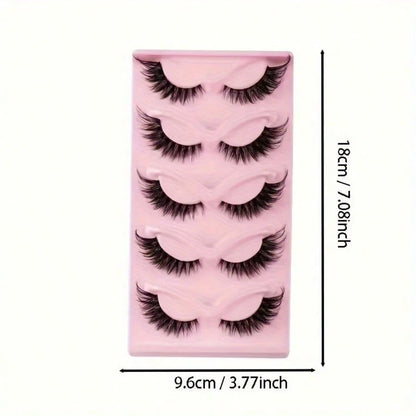 5 Pairs Fox Eye False Eyelashes, Wispy Spiky Winged Cat Eye Lashes, Faux Mink Fluffy Strip Lashes, Dramatic Manga Style Eye Makeup Lashes