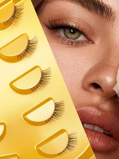 5 Pairs Half-Eye False Eyelashes, Strip Eyelashes, 5-10mm Length, D Curl, Lengthening False Eyelashes, Natural Thin False Eyelashes, Reusable False Eyelashes, Easy To Apply, Suitable For Dating, Party