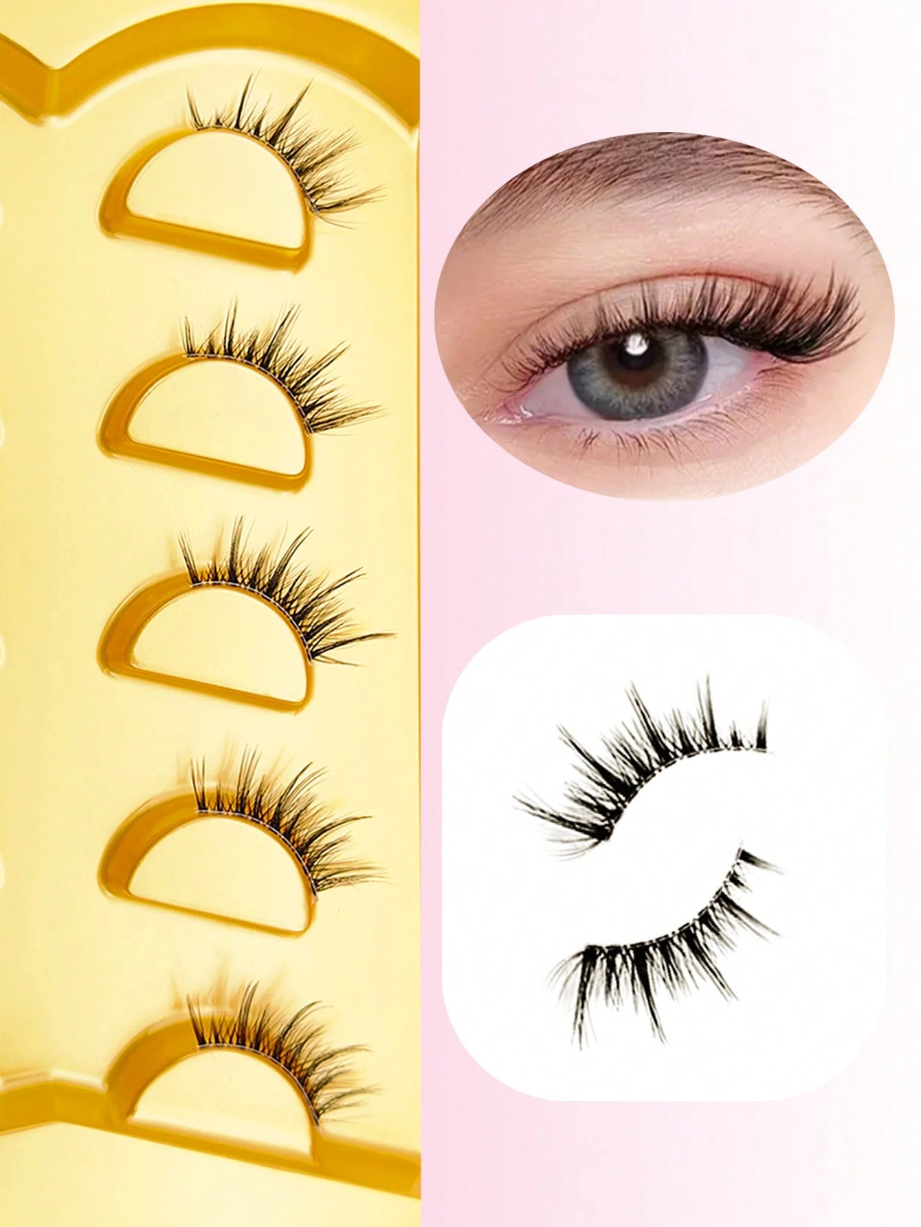 5 Pairs Half-Eye False Eyelashes, Strip Eyelashes, 5-10mm Length, D Curl, Lengthening False Eyelashes, Natural Thin False Eyelashes, Reusable False Eyelashes, Easy To Apply, Suitable For Dating, Party