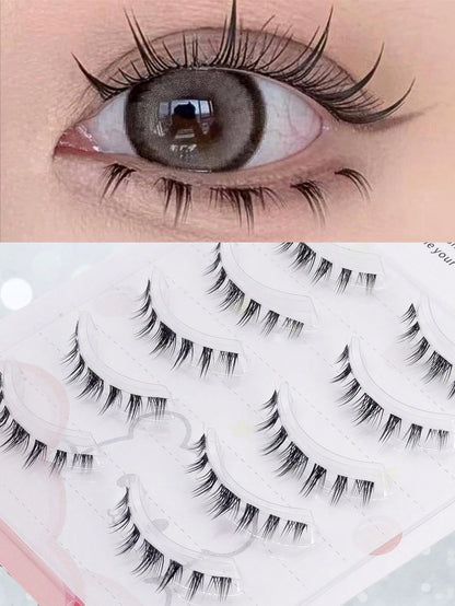 5 Pairs Manga Lower False Eyelashes, Ultra-Soft Fibers, Thin Lash Bands, Vivid Natural Look, Reusable, Light & Comfortable To Wear, Ideal For Asian & Korean Cosplay, Anime Makeup, Professional Makeup