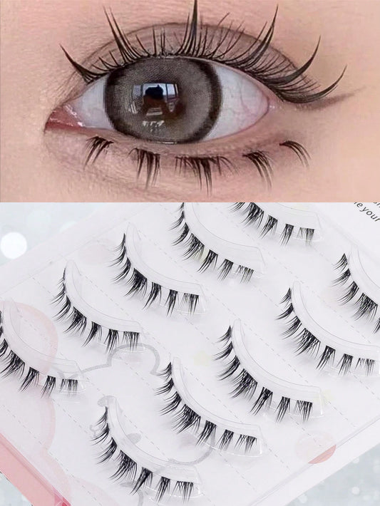 5 Pairs Manga Lower False Eyelashes, Ultra-Soft Fibers, Thin Lash Bands, Vivid Natural Look, Reusable, Light & Comfortable To Wear, Ideal For Asian & Korean Cosplay, Anime Makeup, Professional Makeup