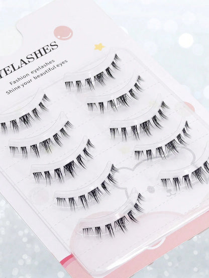 5 Pairs Manga Lower False Eyelashes, Ultra-Soft Fibers, Thin Lash Bands, Vivid Natural Look, Reusable, Light & Comfortable To Wear, Ideal For Asian & Korean Cosplay, Anime Makeup, Professional Makeup