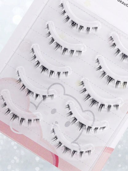 5 Pairs Manga Lower False Eyelashes, Ultra-Soft Fibers, Thin Lash Bands, Vivid Natural Look, Reusable, Light & Comfortable To Wear, Ideal For Asian & Korean Cosplay, Anime Makeup, Professional Makeup