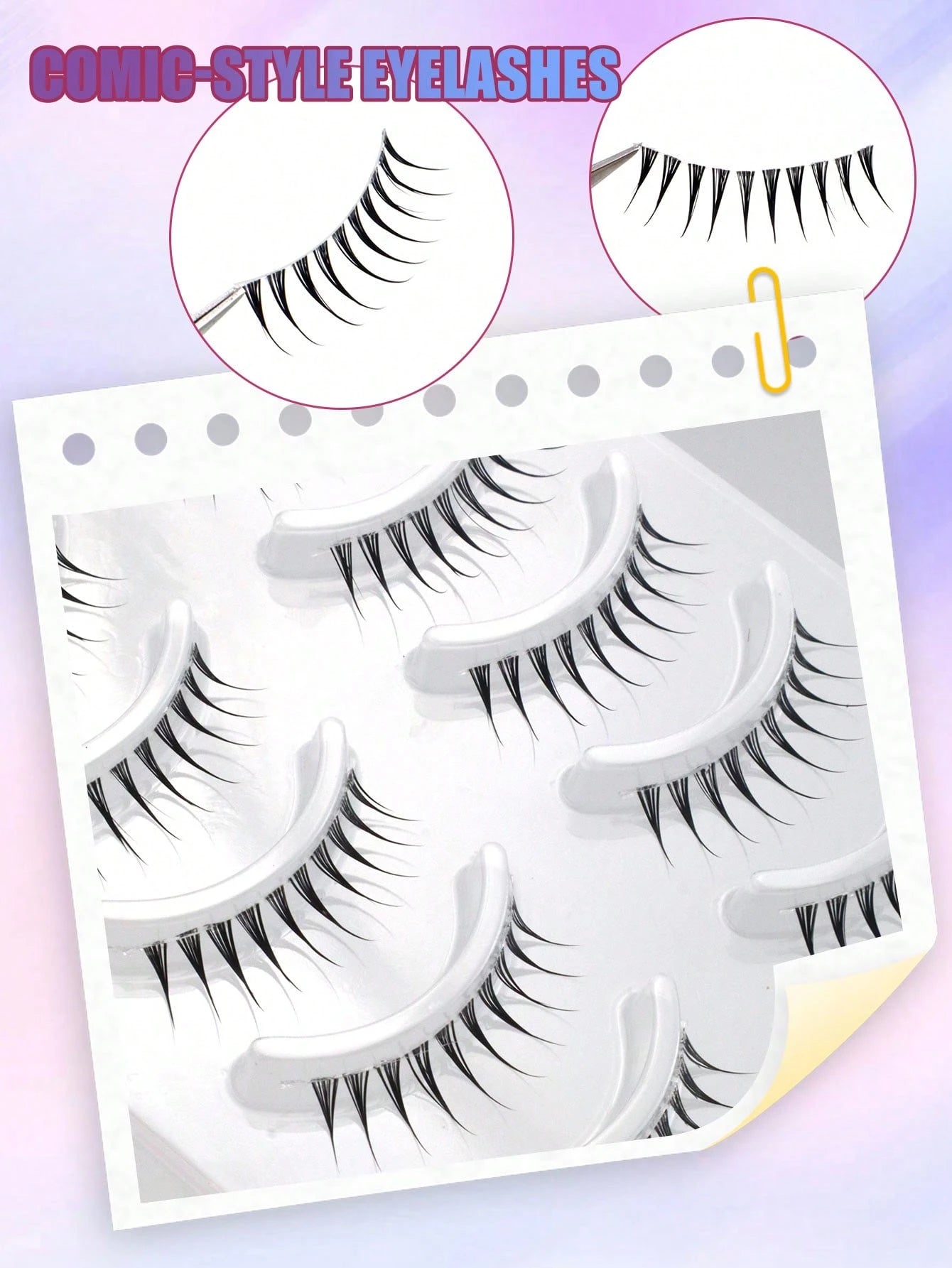 5 Pairs Pointed Tail Cartoon Eye Invisible Stem Eyelashes, Wet Tip Girl Group Style, Natural Curl, Defined Strands, Fresh Sweet Korean-Japanese Big Eye Look, Soft Lightweight Faux Mink