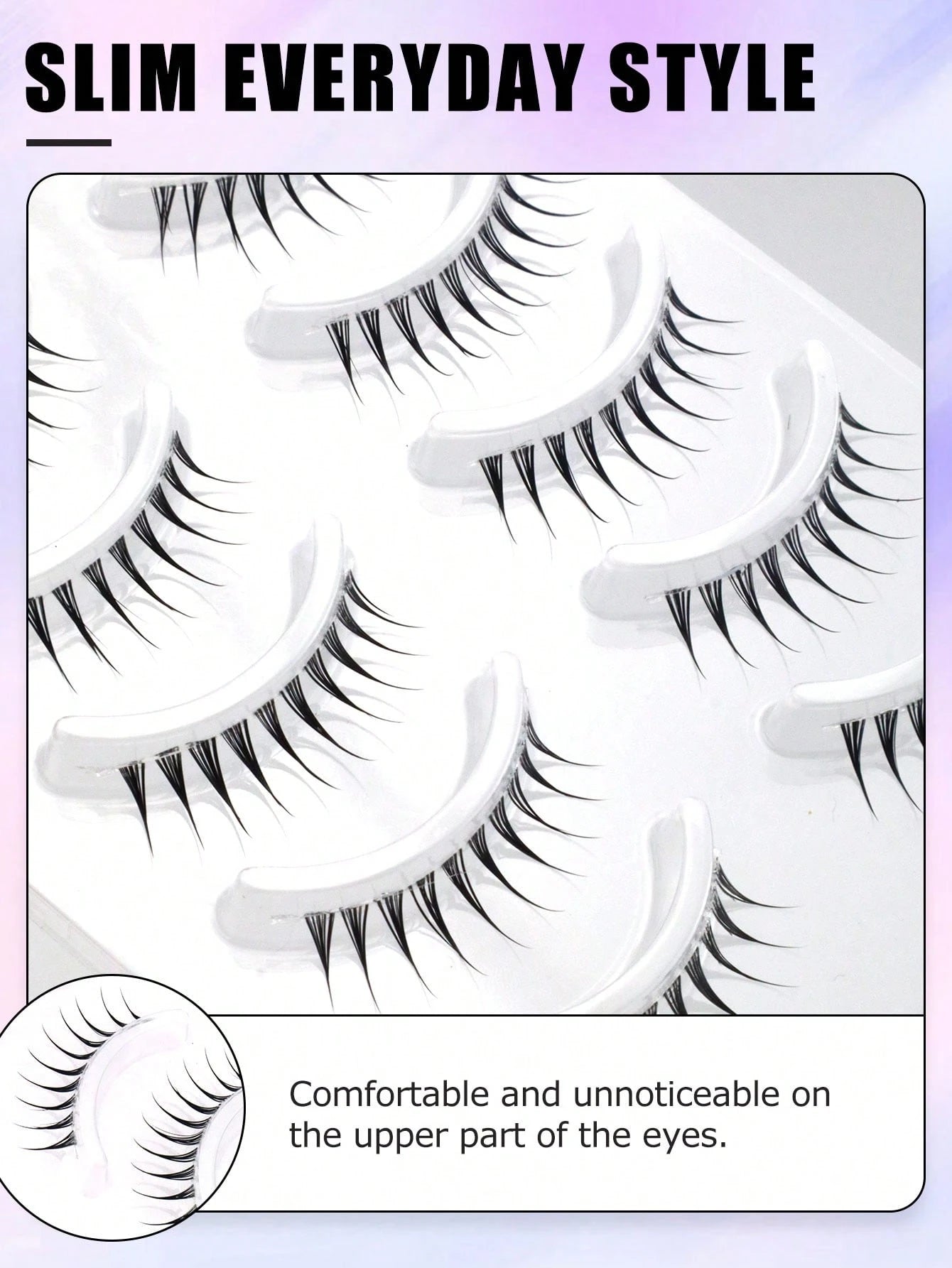 5 Pairs Pointed Tail Cartoon Eye Invisible Stem Eyelashes, Wet Tip Girl Group Style, Natural Curl, Defined Strands, Fresh Sweet Korean-Japanese Big Eye Look, Soft Lightweight Faux Mink
