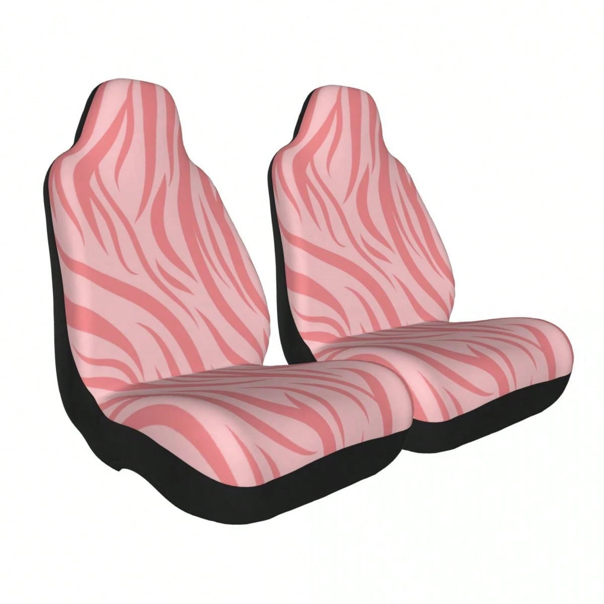5-Piece/2-Piece Light Pink Zebra Print Minimalist High-Elastic Fabric Car Seat Covers, Full Car Seat Protection, Luxury Sweet Cool Personalized Car Accessories, Anti-Dust And Stain-Resistant Fabric, S