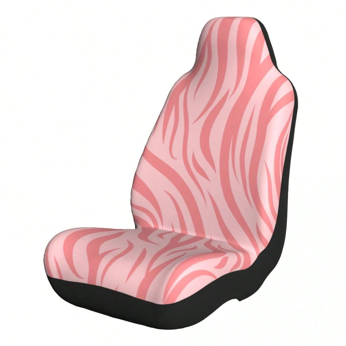 5-Piece/2-Piece Light Pink Zebra Print Minimalist High-Elastic Fabric Car Seat Covers, Full Car Seat Protection, Luxury Sweet Cool Personalized Car Accessories, Anti-Dust And Stain-Resistant Fabric, S