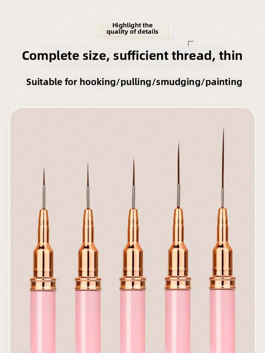 5 Pieces Of Advanced French Fashion Nail Stripe Art Brush Set, UV Gel Nail Brush Set.