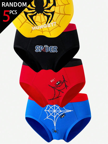 [5 Random Piece] Boys Multi-Colored Soft Triangle Briefs, Simple Stylish Game Console & Football Prints, Comfy Everyday Underwear Suitable For Boys