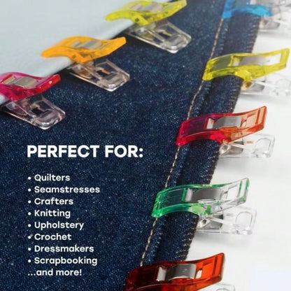 50/100pcs Mixed Color Sewing Clips, Colorful Binding Positioning Clips With Stainless Steel Spring, Fabric Binding Clips For Patchwork, Handicrafts And Sewing Supplies, Plastic Patchwork Sewing Clips