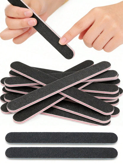 50/25/10/5pcs Nail File Set- 100/180 Grit Sandpaper Nail Files, Professional Nail File And Polishing Block Set- Professional Gel Nail Files, Black Nail Polishing File Set