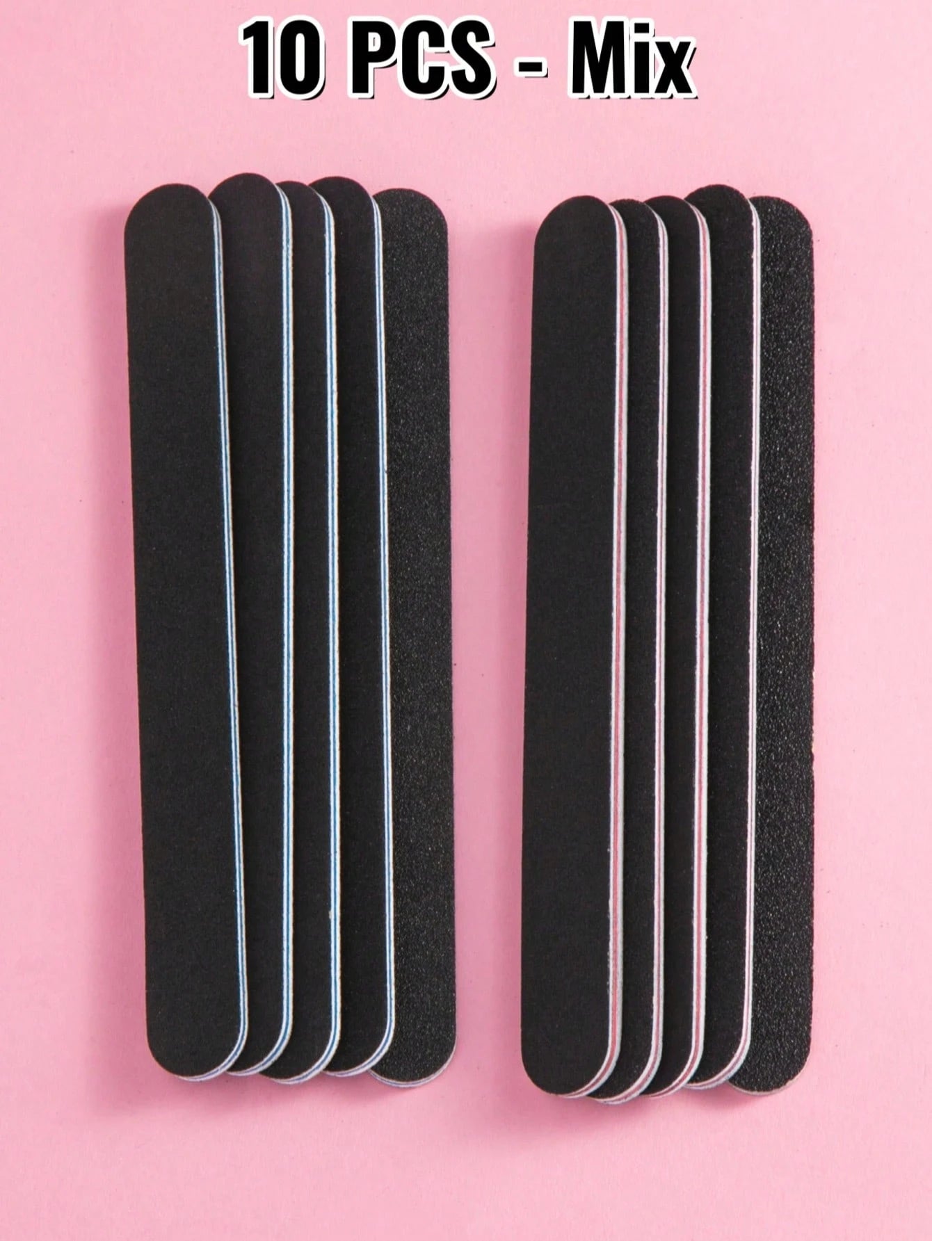 50/25/10/5pcs Nail File Set- 100/180 Grit Sandpaper Nail Files, Professional Nail File And Polishing Block Set- Professional Gel Nail Files, Black Nail Polishing File Set