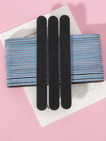 50/25/10/5pcs Nail File Set- 100/180 Grit Sandpaper Nail Files, Professional Nail File And Polishing Block Set- Professional Gel Nail Files, Black Nail Polishing File Set