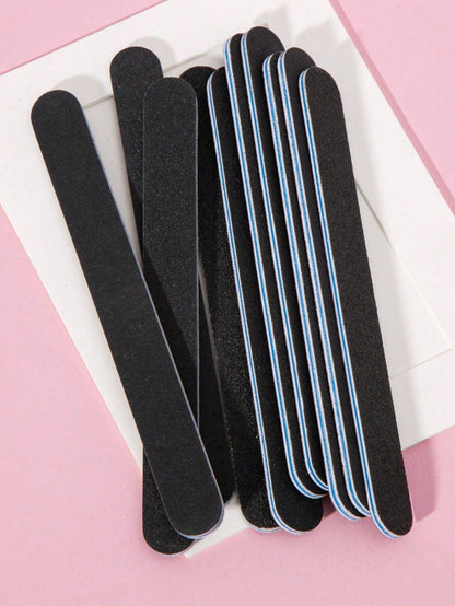 50/25/10/5pcs Nail File Set- 100/180 Grit Sandpaper Nail Files, Professional Nail File And Polishing Block Set- Professional Gel Nail Files, Black Nail Polishing File Set