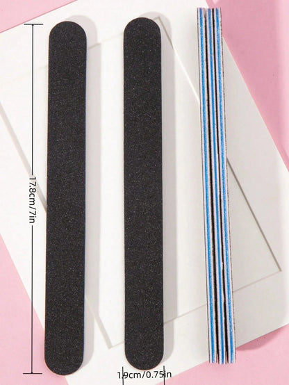 50/25/10/5pcs Nail File Set- 100/180 Grit Sandpaper Nail Files, Professional Nail File And Polishing Block Set- Professional Gel Nail Files, Black Nail Polishing File Set