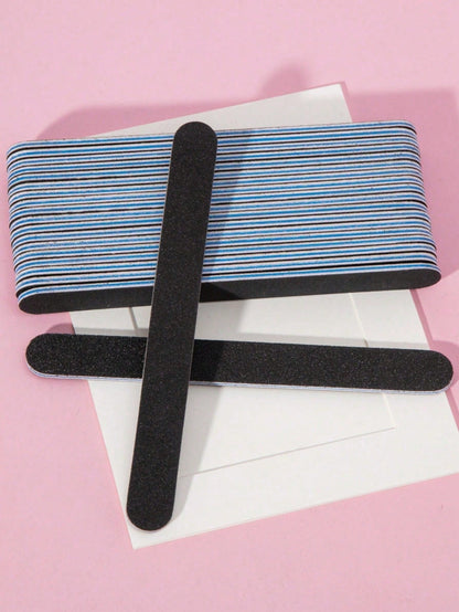 50/25/10/5pcs Nail File Set- 100/180 Grit Sandpaper Nail Files, Professional Nail File And Polishing Block Set- Professional Gel Nail Files, Black Nail Polishing File Set