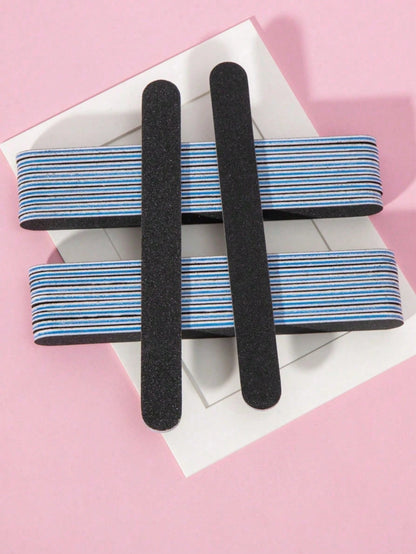 50/25/10/5pcs Nail File Set- 100/180 Grit Sandpaper Nail Files, Professional Nail File And Polishing Block Set- Professional Gel Nail Files, Black Nail Polishing File Set