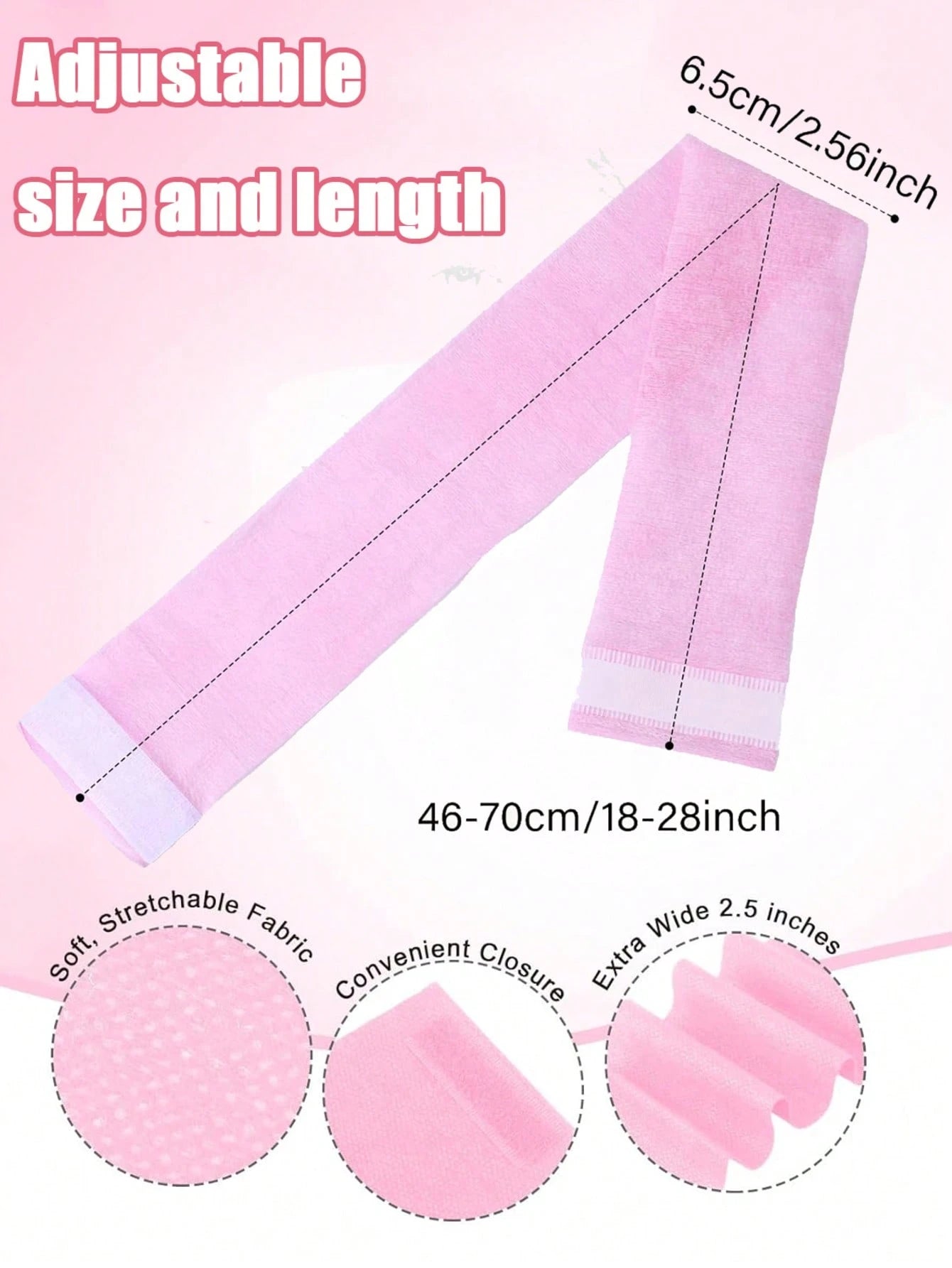 50/25/1pc Disposable Non-Woven Headband, Individually Packaged Adjustable Headscarf, Soft Material Not Easy To Fall Off, High Elasticity Hook And Loop Headband, Suitable For SPA, Daily Care, Facial Cl