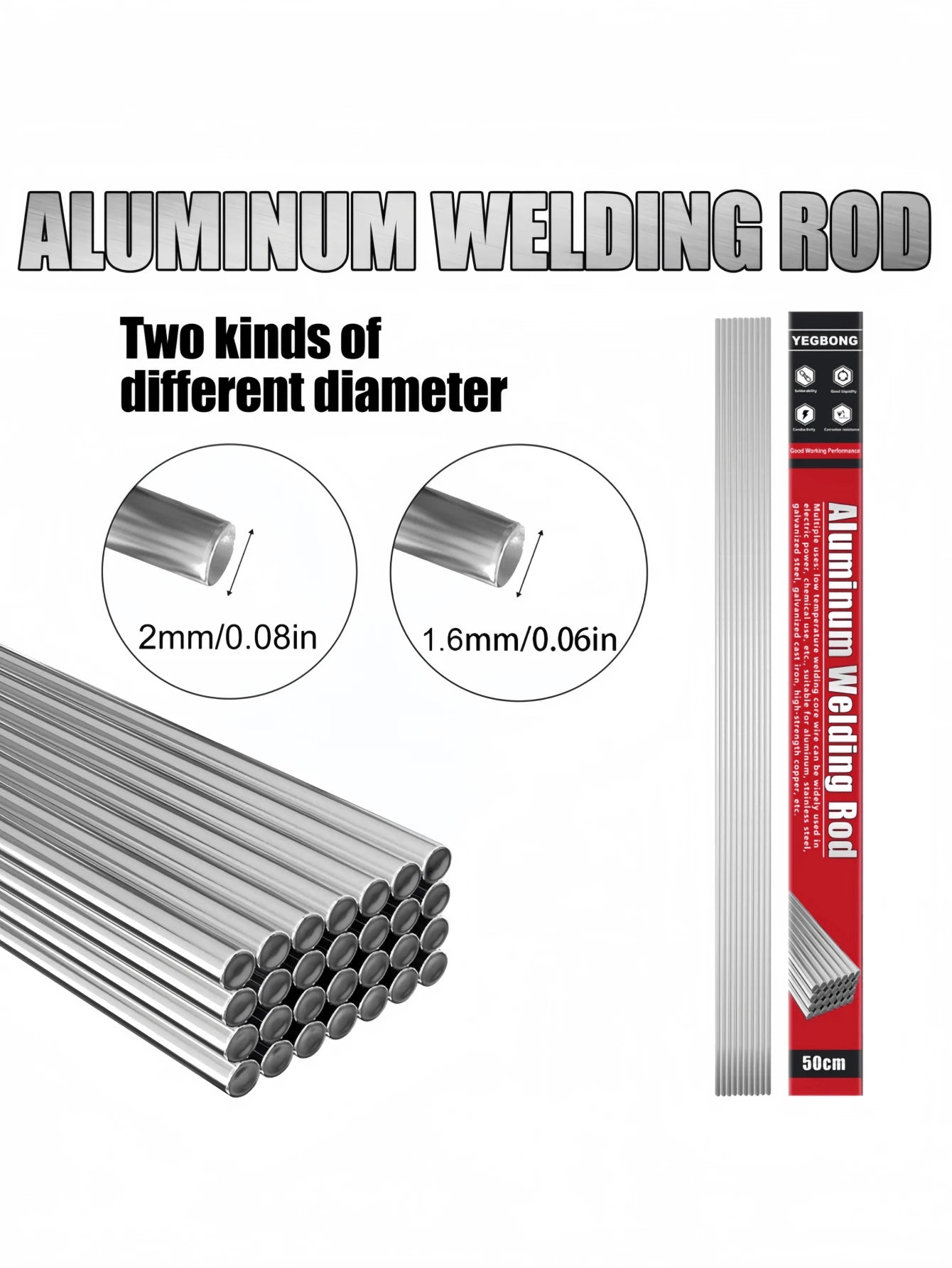 50 Pieces Of Aluminum Welding Rods, Low-Temperature Aluminum Core Welding Rods, Used For Repairing Welders For Stainless Steel And Aluminum, Low-Temperature Fusible Welding Wire, No Need For Welding P