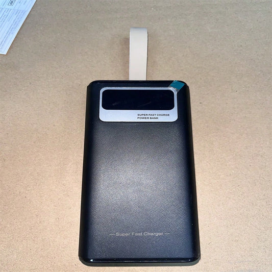 50000mAh Large Capacity Mobile Power Bank, 22.5W Super Fast Charging, Smart Digital Display, Leather Lanyard, Outdoor Camping LED Light, Travel Backup Power Supply, Multiple Output And Input Ports.(5*
