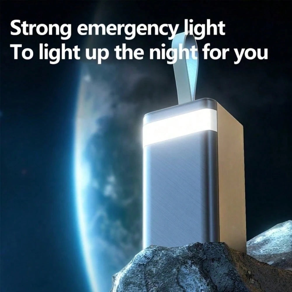 50000mAh Large Capacity Mobile Power Bank, 22.5W Super Fast Charging, Smart Digital Display, Leather Lanyard, Outdoor Camping LED Light, Travel Backup Power Supply, Multiple Output And Input Ports.(5*