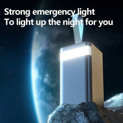 50000mAh Large Capacity Mobile Power Bank, 22.5W Super Fast Charging, Smart Digital Display, Leather Lanyard, Outdoor Camping LED Light, Travel Backup Power Supply, Multiple Output And Input Ports.(5*