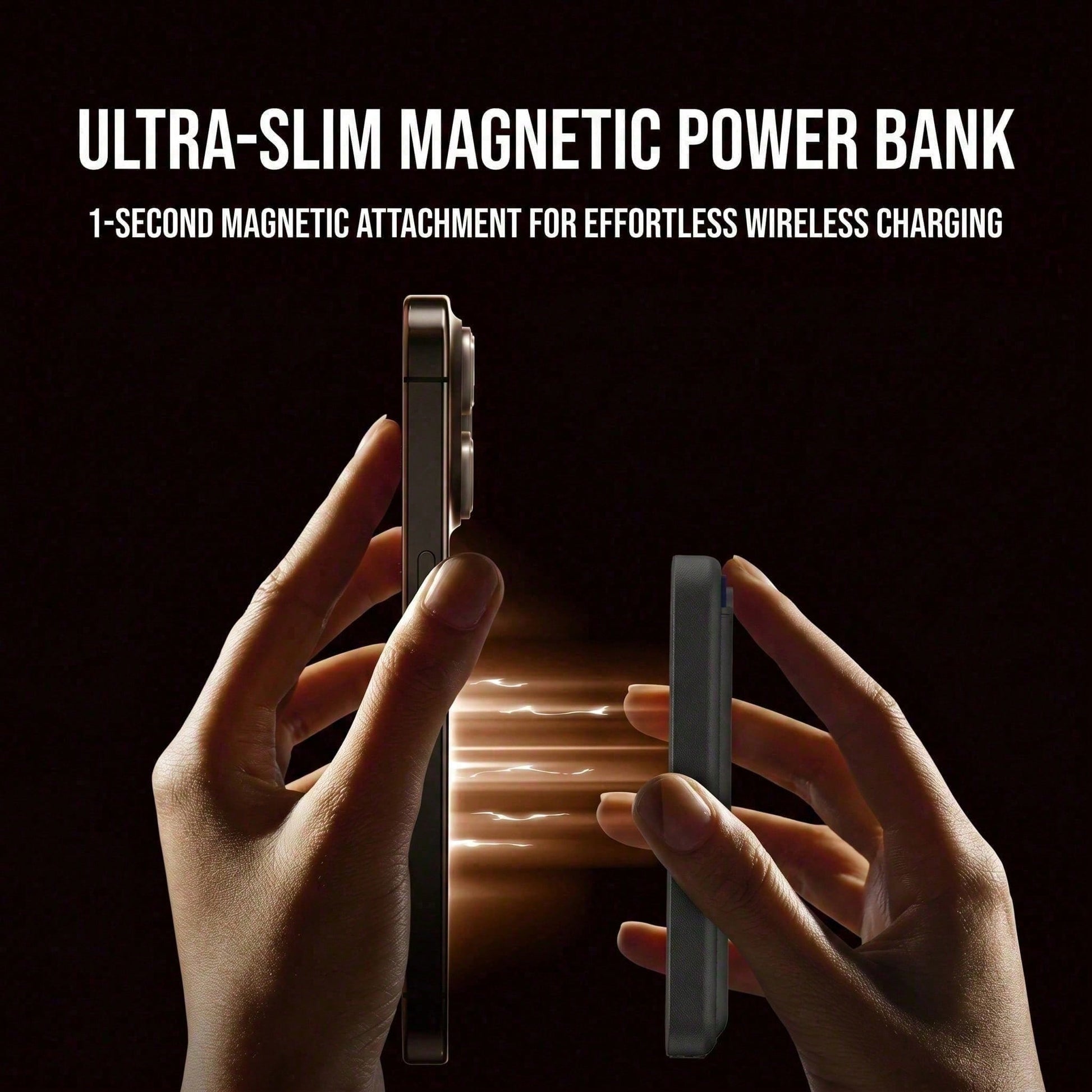 5000mAh Magnetic Portable Charger With Credit Card Wallet, 15W Wireless & 22.5W Wired Fast Charging Battery Pack, Leather Wallet Design Ultra Slim Power Bank With Secure Card Fit, Compatible With IPho