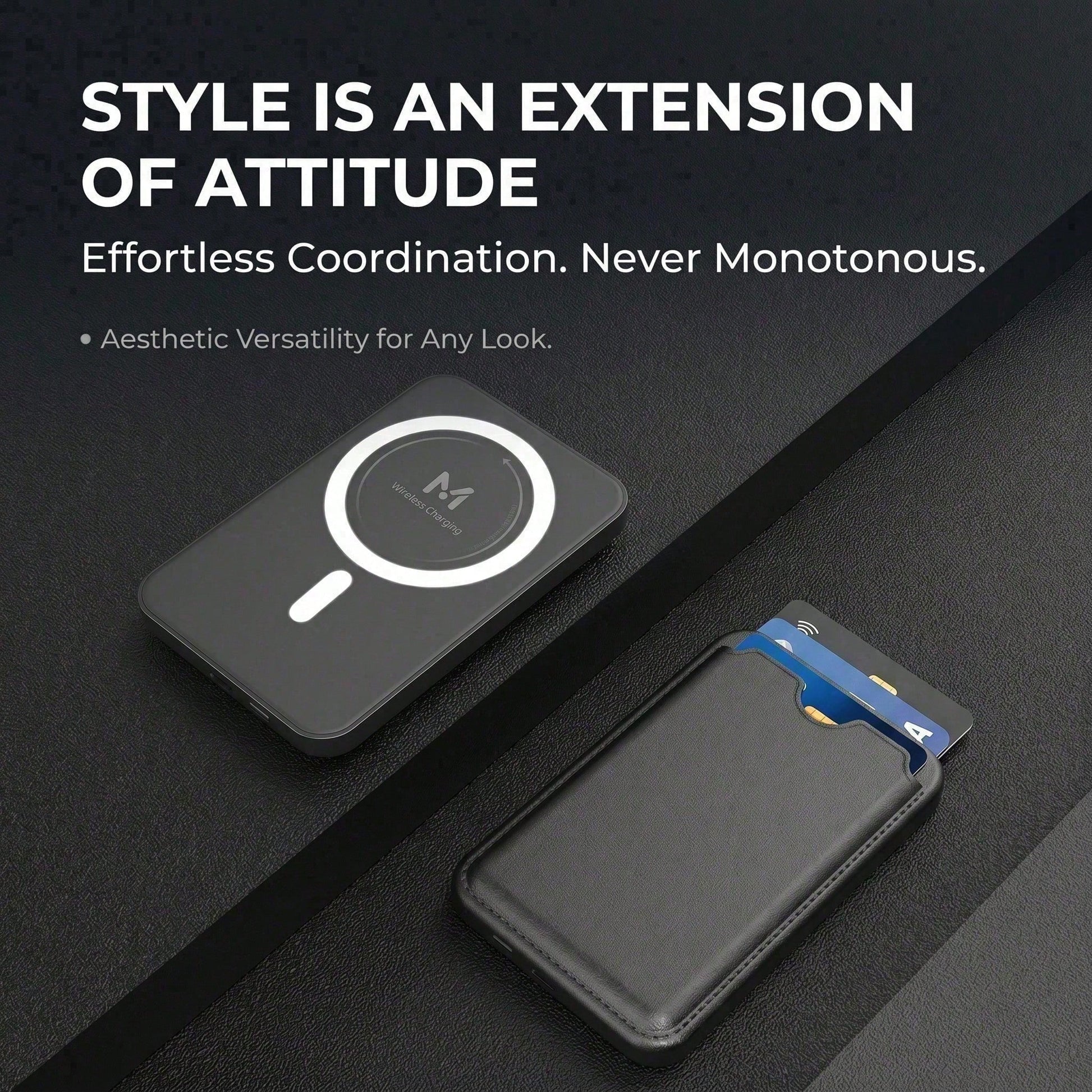 5000mAh Magnetic Portable Charger With Credit Card Wallet, 15W Wireless & 22.5W Wired Fast Charging Battery Pack, Leather Wallet Design Ultra Slim Power Bank With Secure Card Fit, Compatible With IPho