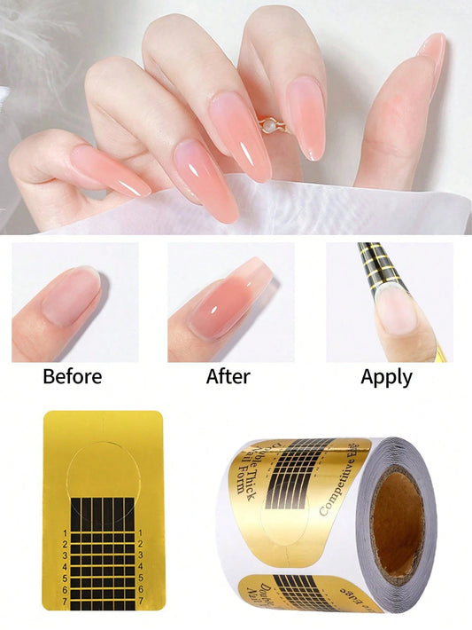 500pcs Nail Extension Paper Formes, Nail Art UV Gel Extension Molds, Suitable For Nail Salons And Personal Use