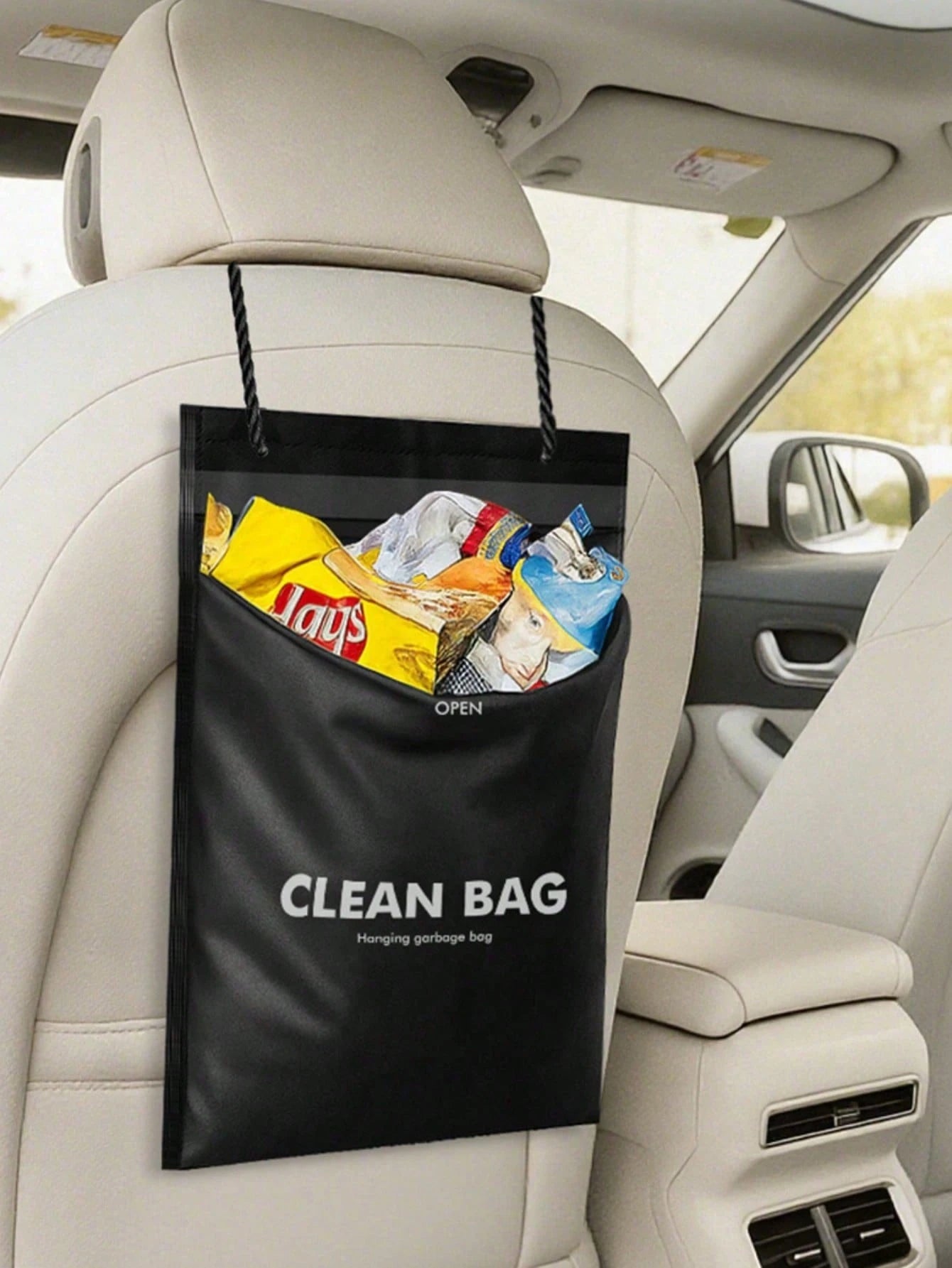 50pcs Thickened PE Trailer Trash Bags, With Long Rope For Hanging In Car, Home Or Office, Waterproof Tear-Resistant Large Capacity Storage Bags, Suitable For Waste And Daily Supplies, Black Cleaning B