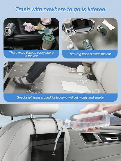50pcs Thickened PE Trailer Trash Bags, With Long Rope For Hanging In Car, Home Or Office, Waterproof Tear-Resistant Large Capacity Storage Bags, Suitable For Waste And Daily Supplies, Black Cleaning B