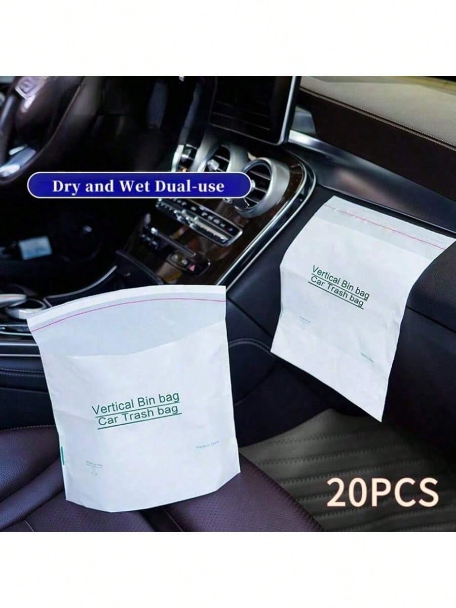 50pcs Thickened PE Trailer Trash Bags, With Long Rope For Hanging In Car, Home Or Office, Waterproof Tear-Resistant Large Capacity Storage Bags, Suitable For Waste And Daily Supplies, Black Cleaning B