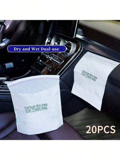 50pcs Thickened PE Trailer Trash Bags, With Long Rope For Hanging In Car, Home Or Office, Waterproof Tear-Resistant Large Capacity Storage Bags, Suitable For Waste And Daily Supplies, Black Cleaning B