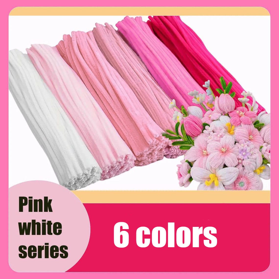 523/405/303/101pcs Pink Floral Tube Cleaner Craft, 5 Colors Floral Tube Cleaner, Pastel Chenille Stems, For Handmade Bouquet Wrapping Party Decoration, With Floral Wire, Tape, Suitable For DIY Craft E