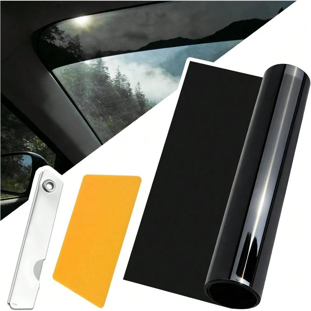 59" X 7.87" 5% VLT Automotive Window Tint Film Roll, Dark Windshield Sun Strip For Glare Reduction, Professional Car Tinting Kit With Squeegee & Cutter Tool