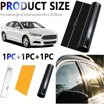 59" X 7.87" 5% VLT Automotive Window Tint Film Roll, Dark Windshield Sun Strip For Glare Reduction, Professional Car Tinting Kit With Squeegee & Cutter Tool