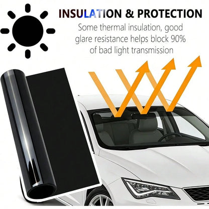 59" X 7.87" 5% VLT Automotive Window Tint Film Roll, Dark Windshield Sun Strip For Glare Reduction, Professional Car Tinting Kit With Squeegee & Cutter Tool