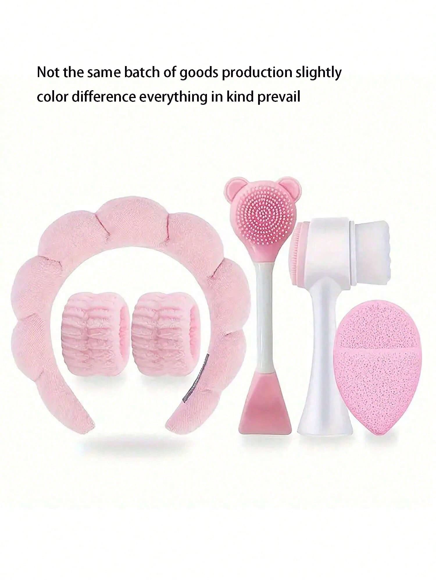 5pcs/2pcs Facial Headband Set, Sponge Makeup Headband, Soft Towel Fabric, Convenient Preparation, Women Fluffy Thick Headband, Lightweight Hair Accessory, Hair Decor, Summer Essential, Kitchen Accesso