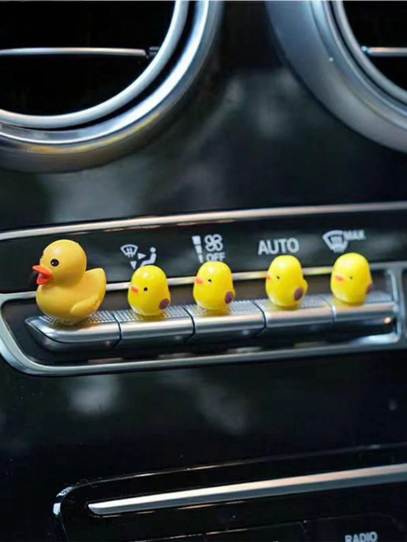 5pcs Cute Mini Duck Shaped Car Rearview Mirror Pendant Decor, Car Interior Accessories