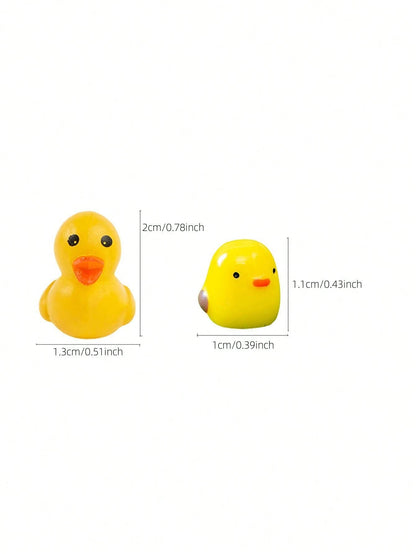5pcs Cute Mini Duck Shaped Car Rearview Mirror Pendant Decor, Car Interior Accessories