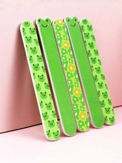 5pcs Frog Cartoon Design Nail Files,Nail Supplies,Nail Tools,Nail Art Tools,Back To School,Nails,Nail Tools For Press On Nails
