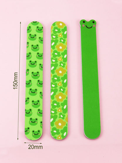 5pcs Frog Cartoon Design Nail Files,Nail Supplies,Nail Tools,Nail Art Tools,Back To School,Nails,Nail Tools For Press On Nails