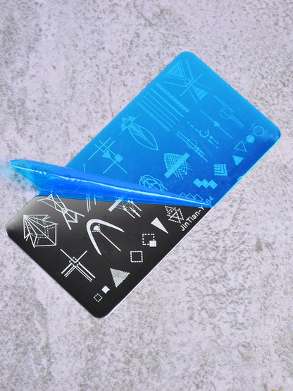 5pcs Nail Art Stamping Plates Set With Line, Flower, Geometric Patterns, Stainless Steel Nail Transfer Template DIY Nail Art Tools