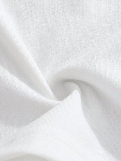 5pcs/Set Baby Boy Spring/Summer Simple Comfortable White T-Shirt