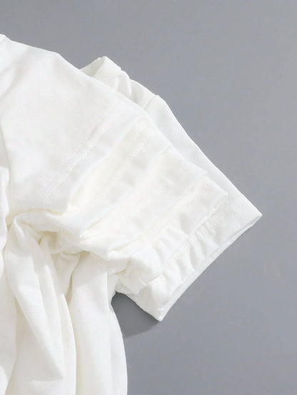 5pcs/Set Baby Boy Spring/Summer Simple Comfortable White T-Shirt
