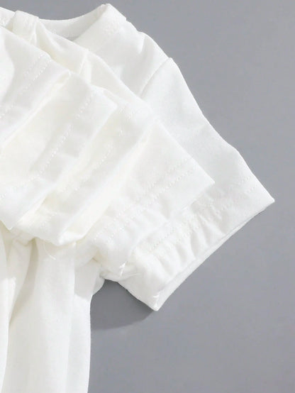 5pcs/Set Baby Boy Spring/Summer Simple Comfortable White T-Shirt