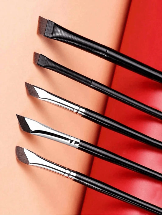 5Pcs/Set Makeup Brush Set, Includes Eyeshadow, Contour, Eyebrow Brushes- Soft And Skin-Friendly Cosmetic Tools, Portable Travel Makeup Kit, Eyebrow Brush, Eyeshadow Brush, Spoolie, Spoolie Brush, Giv