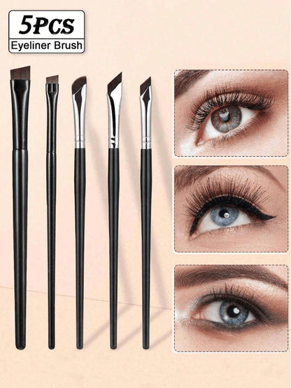 5Pcs/Set Makeup Brush Set, Includes Eyeshadow, Contour, Eyebrow Brushes- Soft And Skin-Friendly Cosmetic Tools, Portable Travel Makeup Kit, Eyebrow Brush, Eyeshadow Brush, Spoolie, Spoolie Brush, Giv