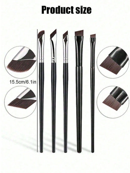5Pcs/Set Makeup Brush Set, Includes Eyeshadow, Contour, Eyebrow Brushes- Soft And Skin-Friendly Cosmetic Tools, Portable Travel Makeup Kit, Eyebrow Brush, Eyeshadow Brush, Spoolie, Spoolie Brush, Giv