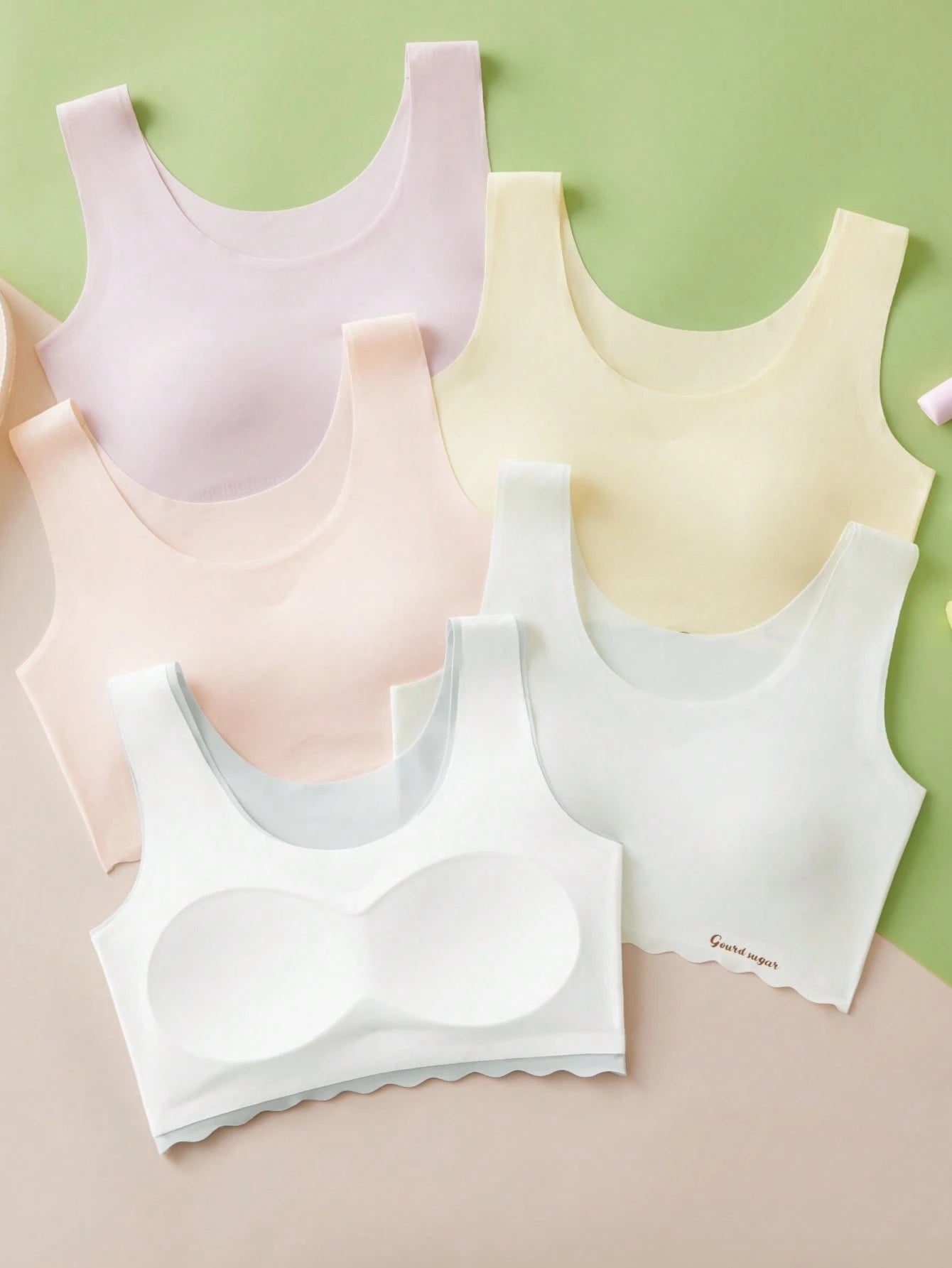 5pcs/Set Multicolor Bras For Middle & High School Girl Students, Casual Sports Bras To Prevent Exposure, Designed For Teenage Girls